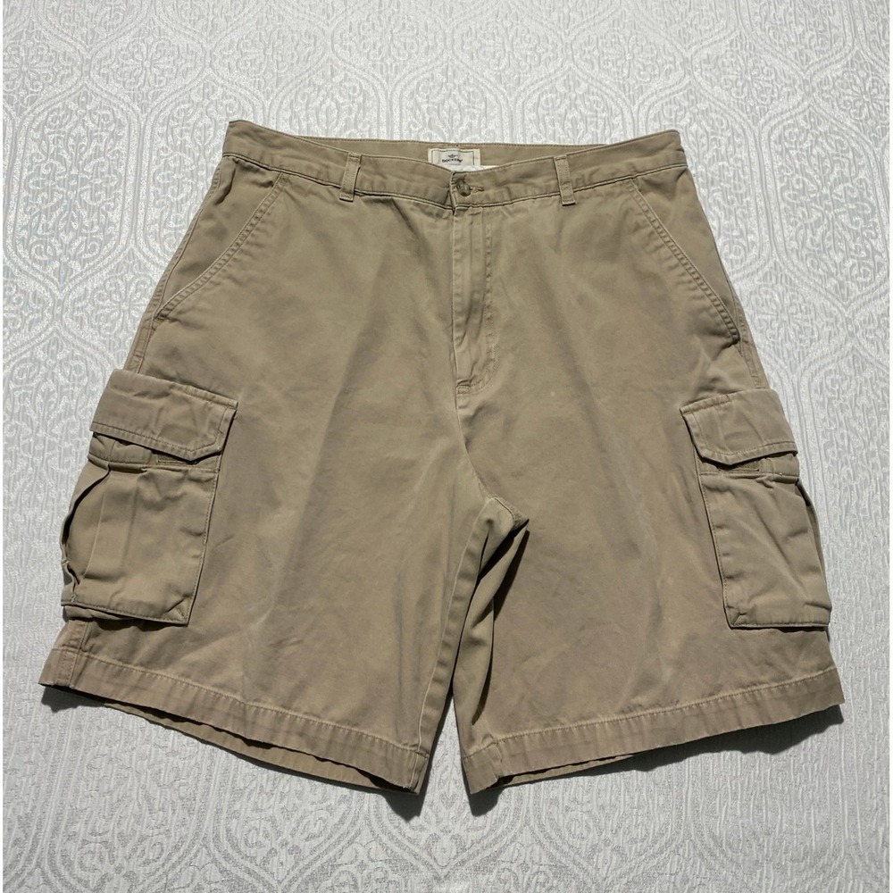 Dockers Mens 36 Khaki Cargo Shorts Relaxed Fit Flat Front 100% Cotton Tan